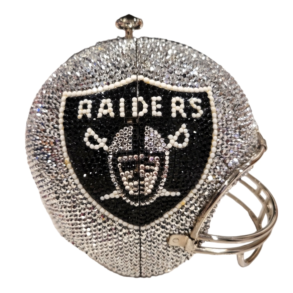 Kathrine Baumann NFL Raiders SWAROVSKI CRYSTALS Purse Helmet Football